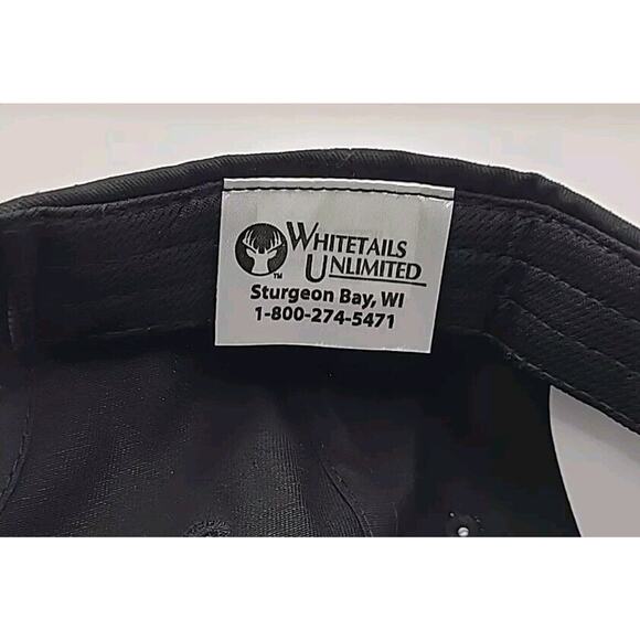 Whitetails Unlimited Strapback Baseball Cap Black Patch Embroidered NEW NWOT‎ - Picture 5 of 7